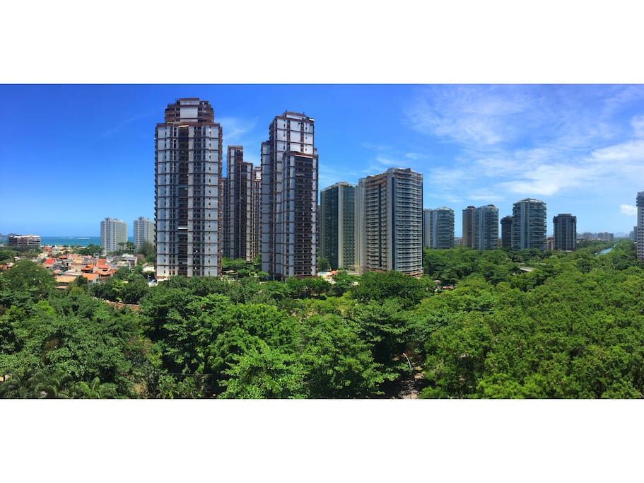 The view from the both balconies to the huge green massive / Vista da varanda com grade quantidade de verde.