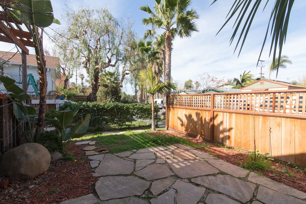 Front yard, not completely fenced
