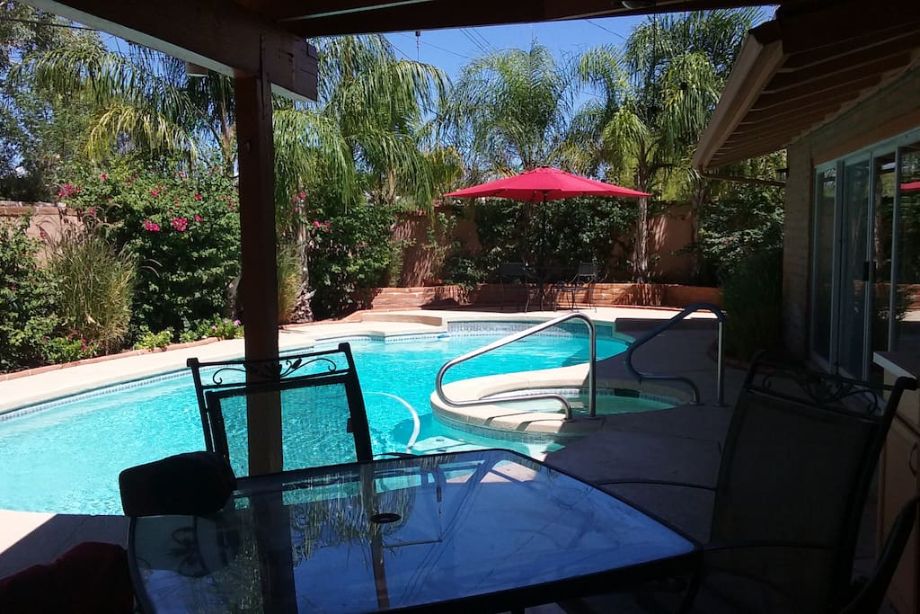 Backyard pool is available for your enjoyment, though the water is cold in the winter...