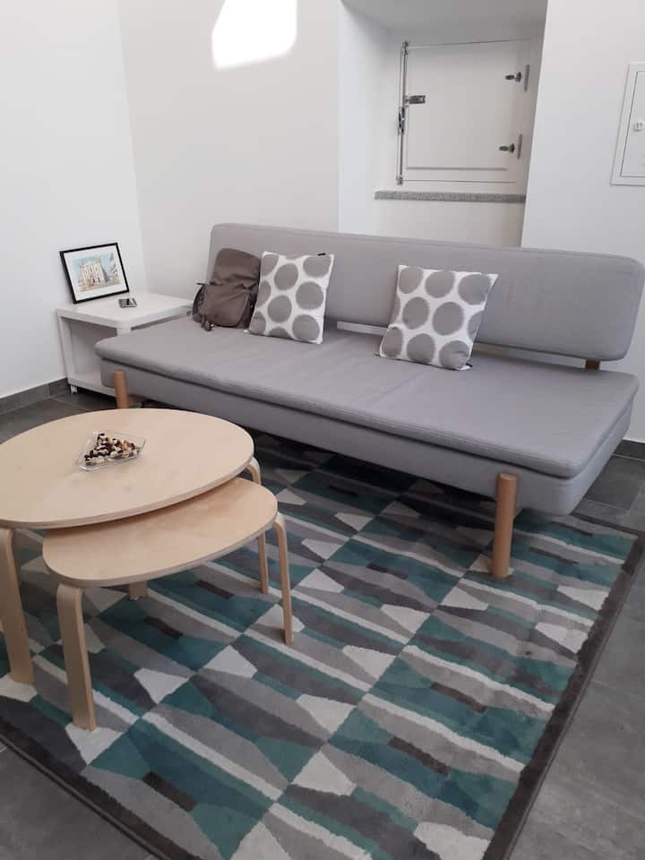 Bäddsoffa i vardagsrummet