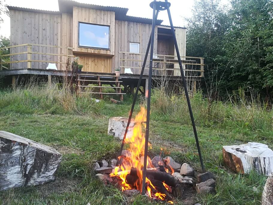 Campfire at the woodhouse.