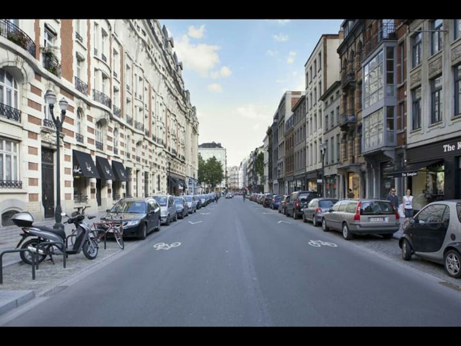 rue Antoine Dansaert. the apartment is on the 5th floor in the building you see left
