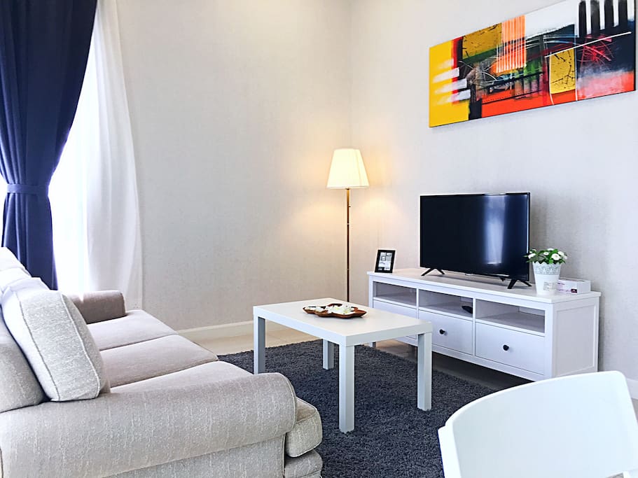 Living hall with cosy setting, balcony overlooking whole bangsar area.