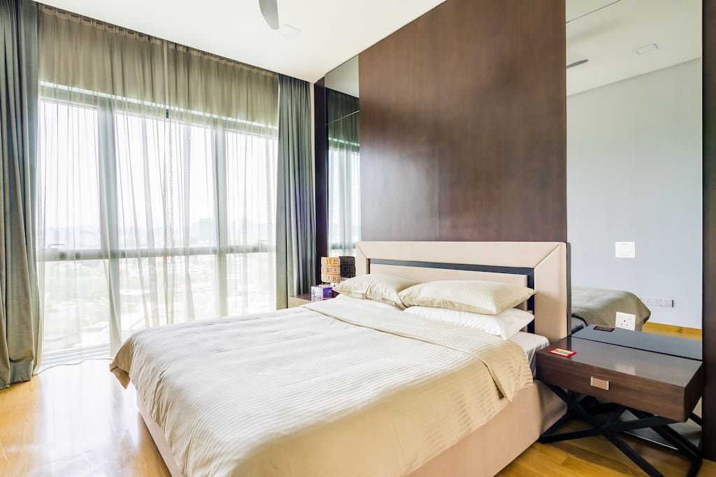 Master Bedroom with Temperature Control A/C, cool & comfy beddings.