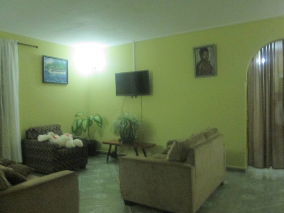 the living room is airy simple large