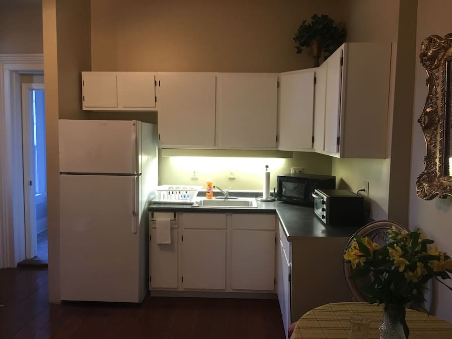 Well stocked kitchen.