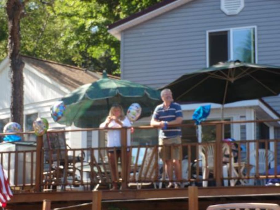 Looking at the cottage from the dock