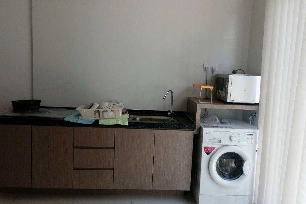 Kitchen with complete utensils ready for using