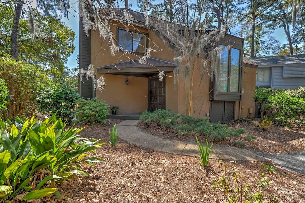 The home is situated in a peaceful neighborhood.