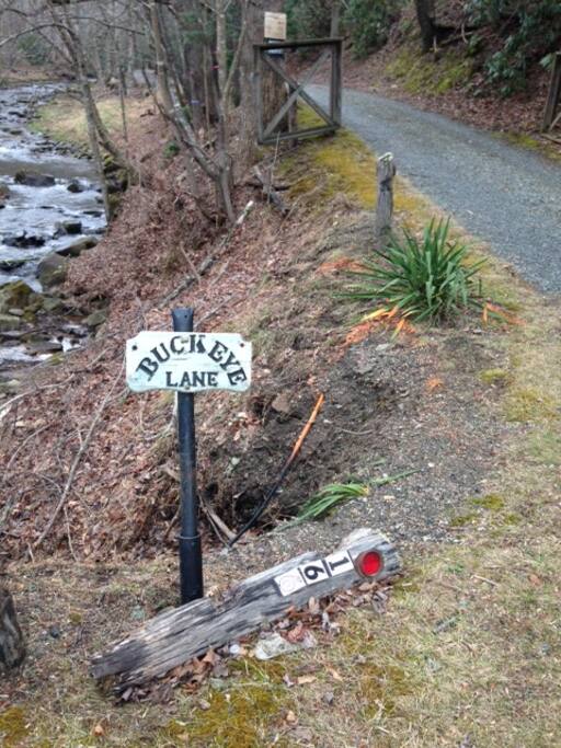 Look for this sign at the top of the driveway.
