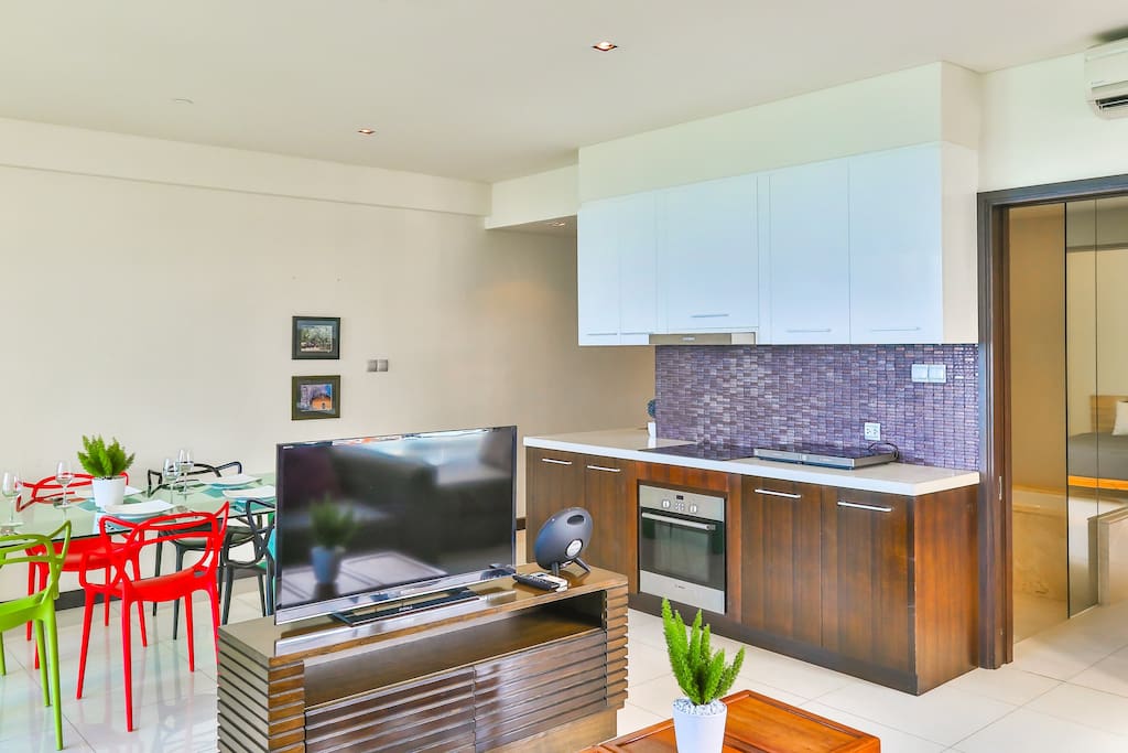 Living room and kitchen area