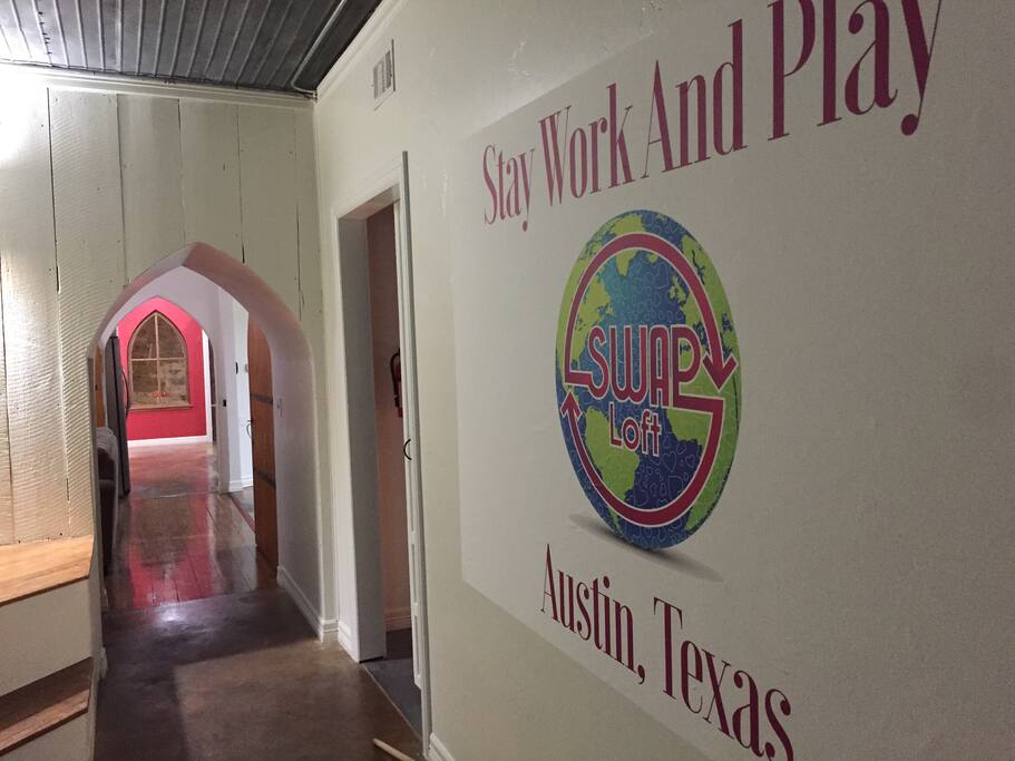 Co-Working & Co-Living in Austin at The SWAP Loft - Stay Work And Play - Austin, Texas! 2 Floors & 4,000+ Square Feet of Space for you and other solo travelers to have a great time in Austin! You will also get access to our other 2 locations to Co-Work, hang out, and meet fellow solo travelers. That's right - 3 Locations for the Price of 1!