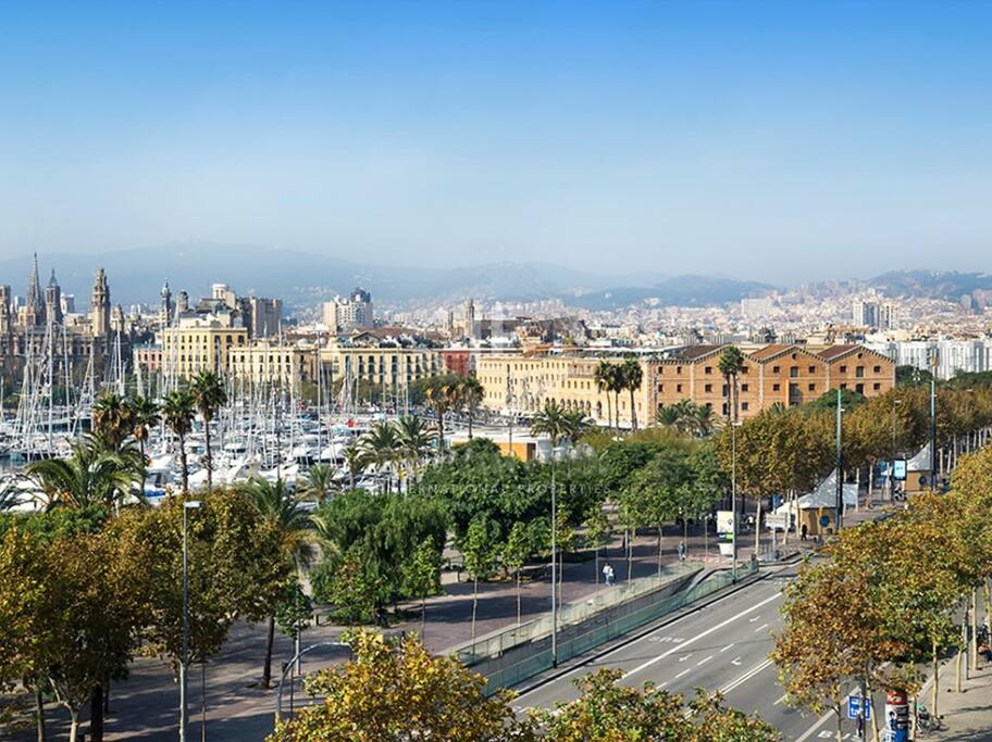 Balcony view of Barcelona from the apartment