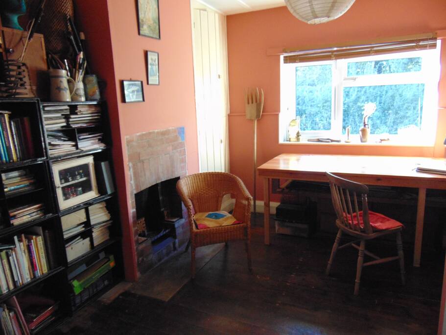 Studio space with large bench to work on and good light.