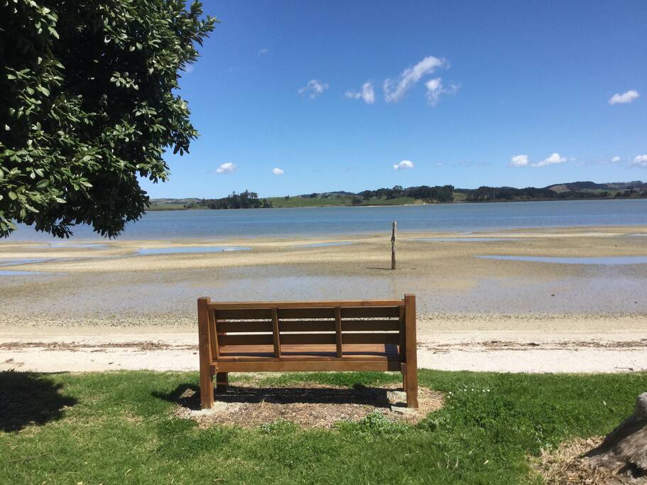 Beautiful Whakapirau beach, just metres away- photo taken from beach