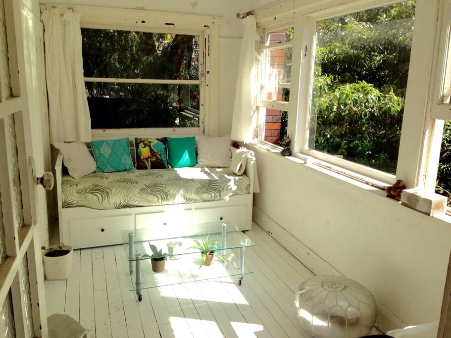 Bedroom when daybed closed as a large single (real bed mattress, brand new, very comfy)