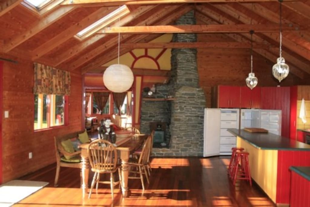 Kitchen/dining area - use for all guests. Open fireplace