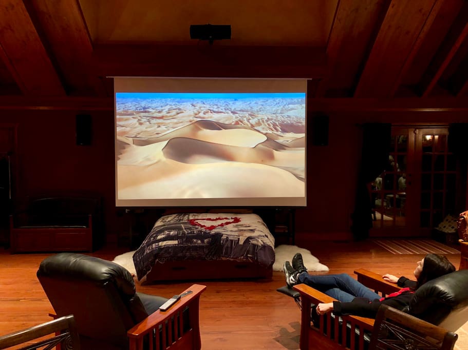 Our big screen with projector is an amazing experience!