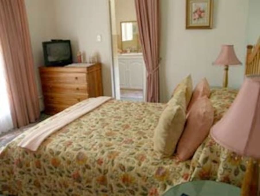 Main bedroom with Queen bed en suite with shower