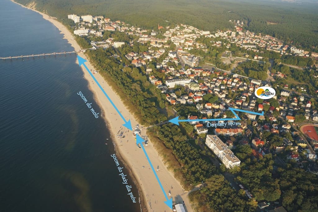 Rezydencja 5 Dębów - dojście do zejścia na plaże (180m)