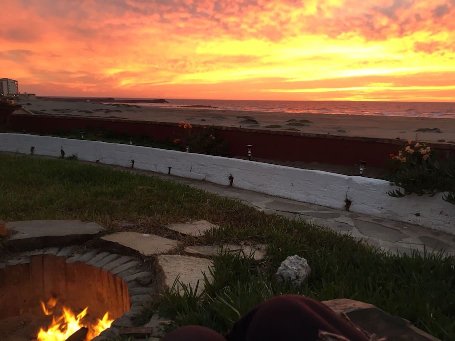 Fire pit and sunset