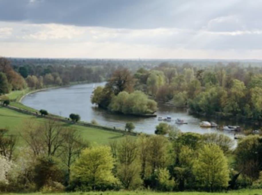 'Turner View' from Richmond Hill towards the Thames across Petersham meadows