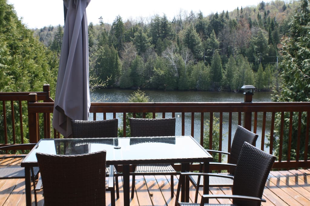 deck view to the mountain ,lake and beach