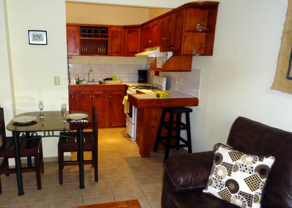 View of the kitchen
from the front door.