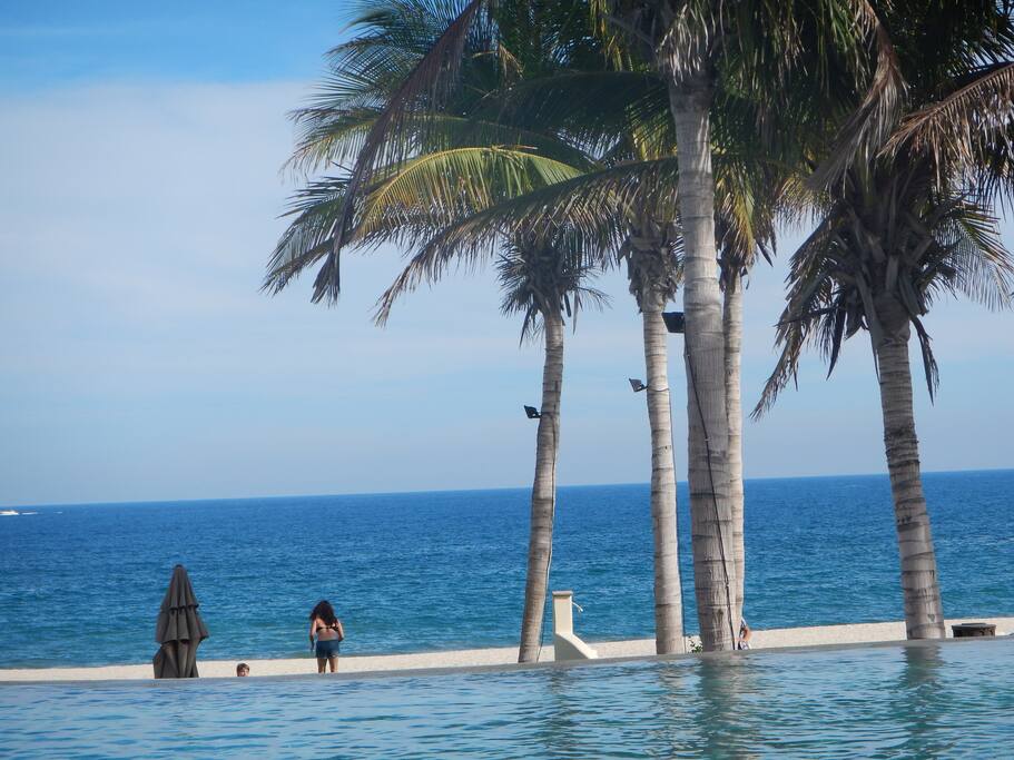Beach club with infinity pool