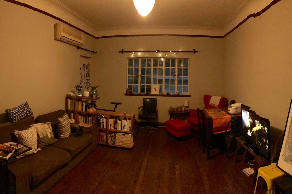 The spacious living room where u can stay on the sofa or I have mat for you