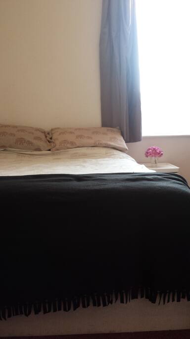 Comfy double bed with extra blankets if needed