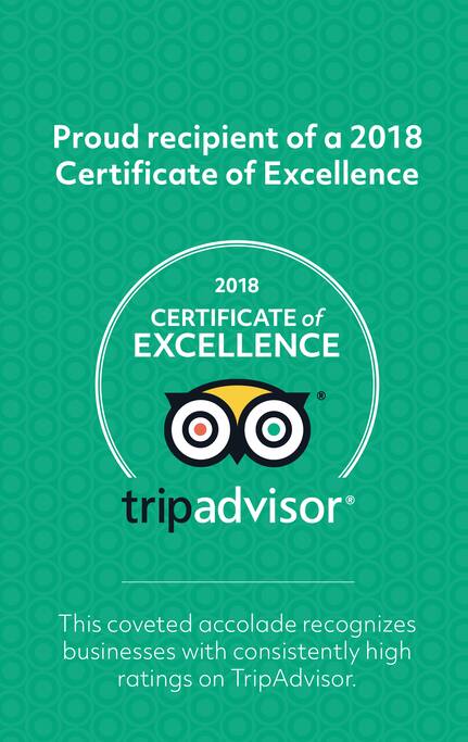 Our certificate of excellence awarded to us in 2018