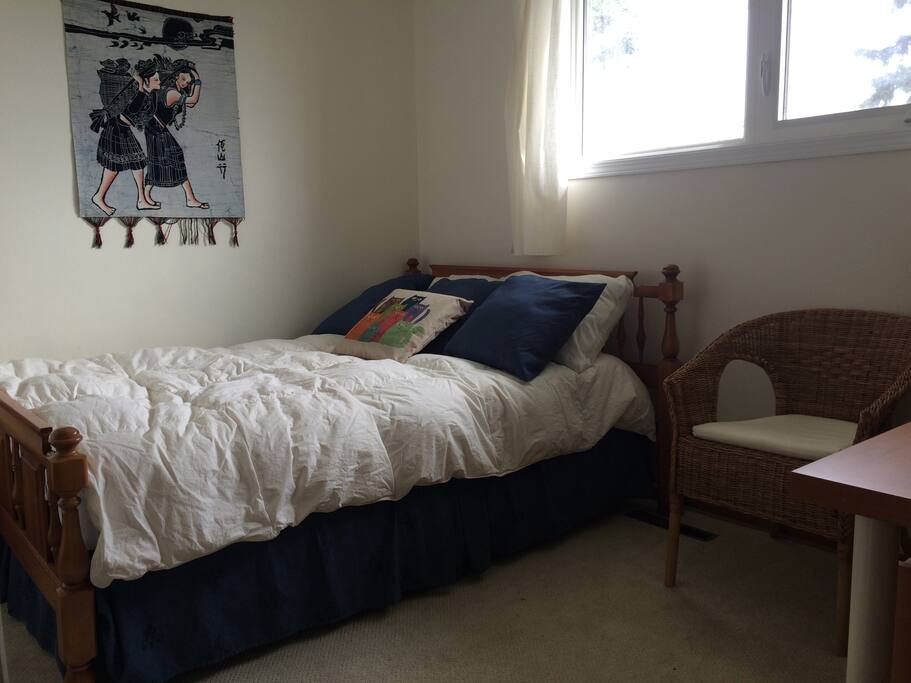 Your comfortable bed, with a view of the garden