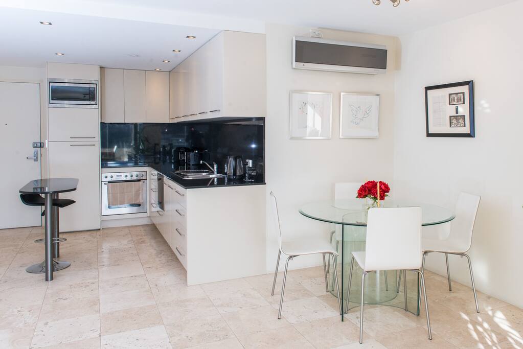 Open plan - kitchen, dining area.
