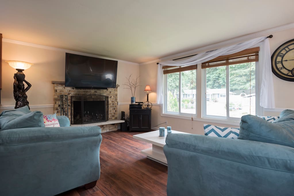 The large sofa opens up to a full size bed.