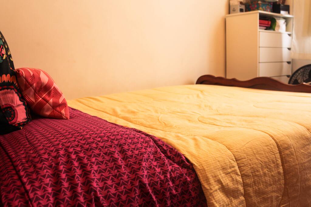 Comfortable double bed, this is the bedroom for 2 people.