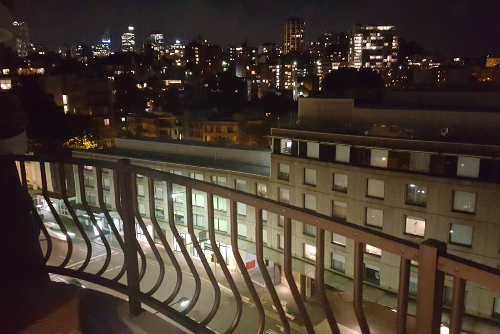 night view of Sydney CBD from the balcony of the apartment