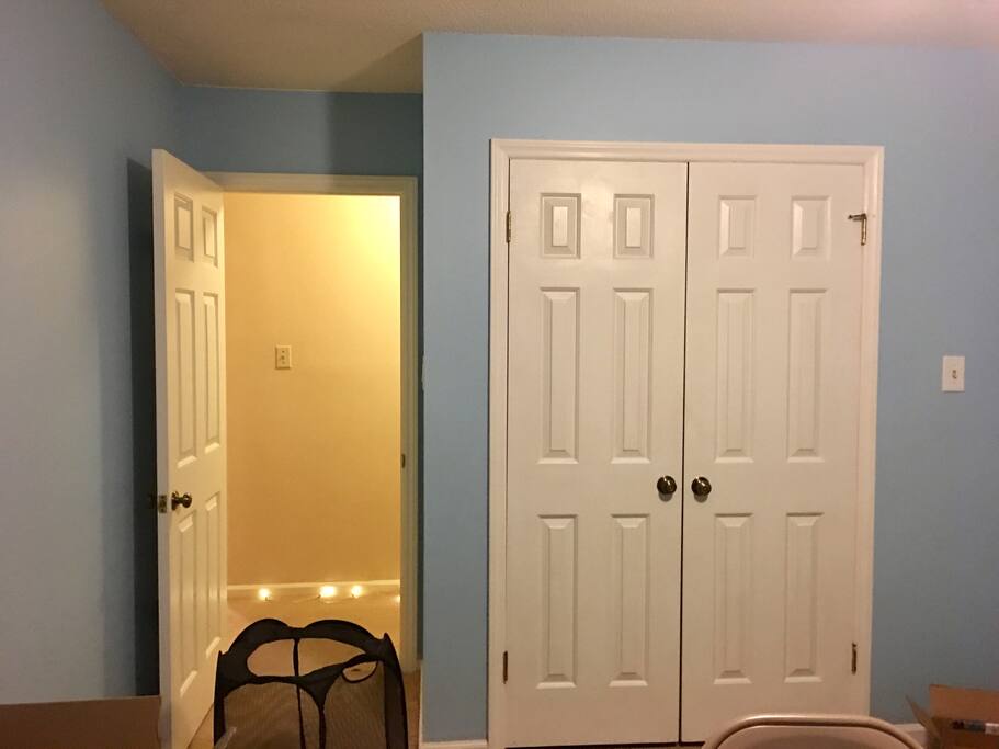 This is the bedroom for guests, with a double door closet