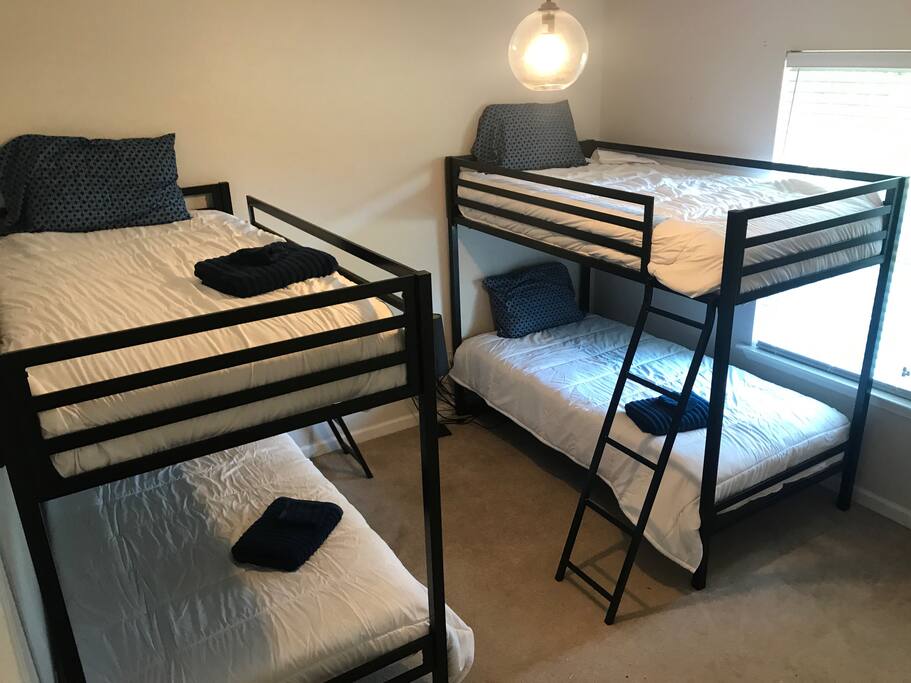 Twin bunk beds perfect for teams or larger groups