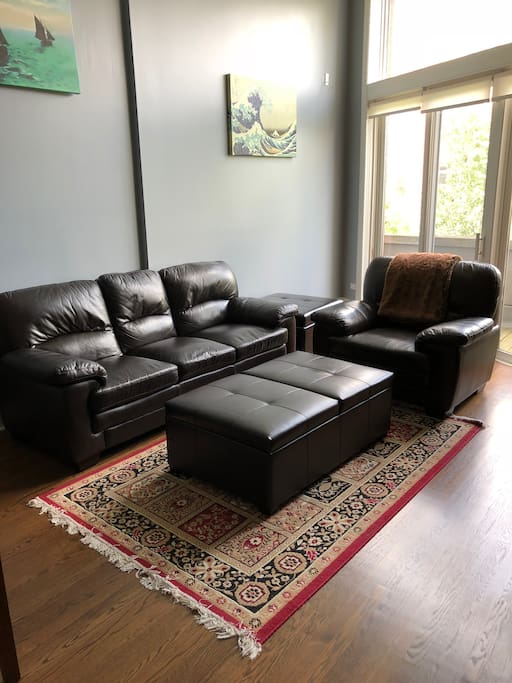 Super comfortable couch and chair for relaxing after a day of exploring!