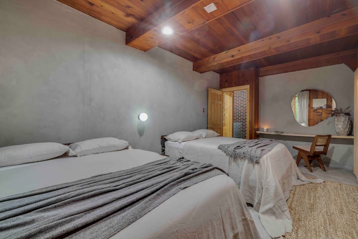 Fun never stops in the bedroom with two double beds.