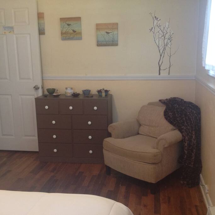 Seating area in the bedroom.