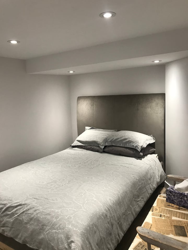 Basement: Bedroom 3 with a queen bed