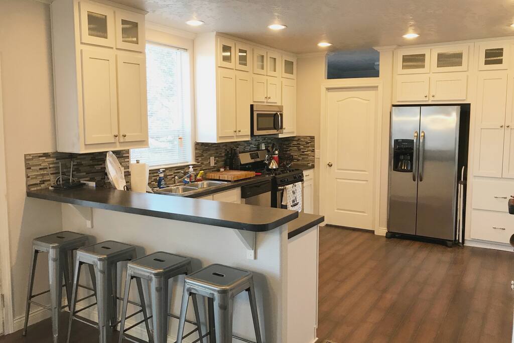 Kitchen with bar seating for 4.