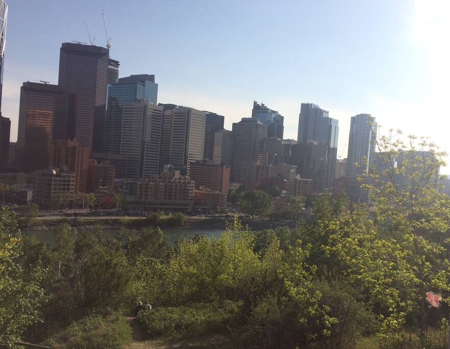 City view from end of the street (1 block from building)