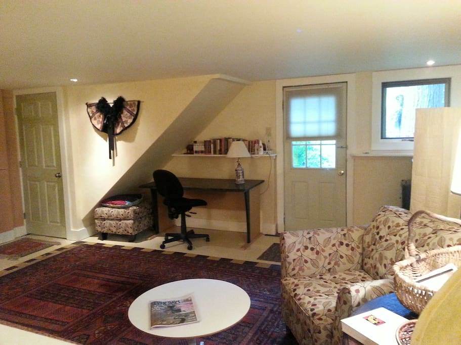 sitting room with door to the outer world