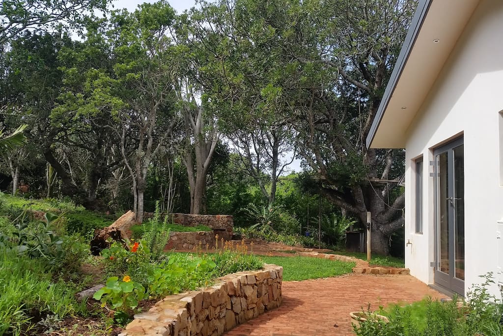Back of the house with lounge doors leading to braai circle and children's' play area