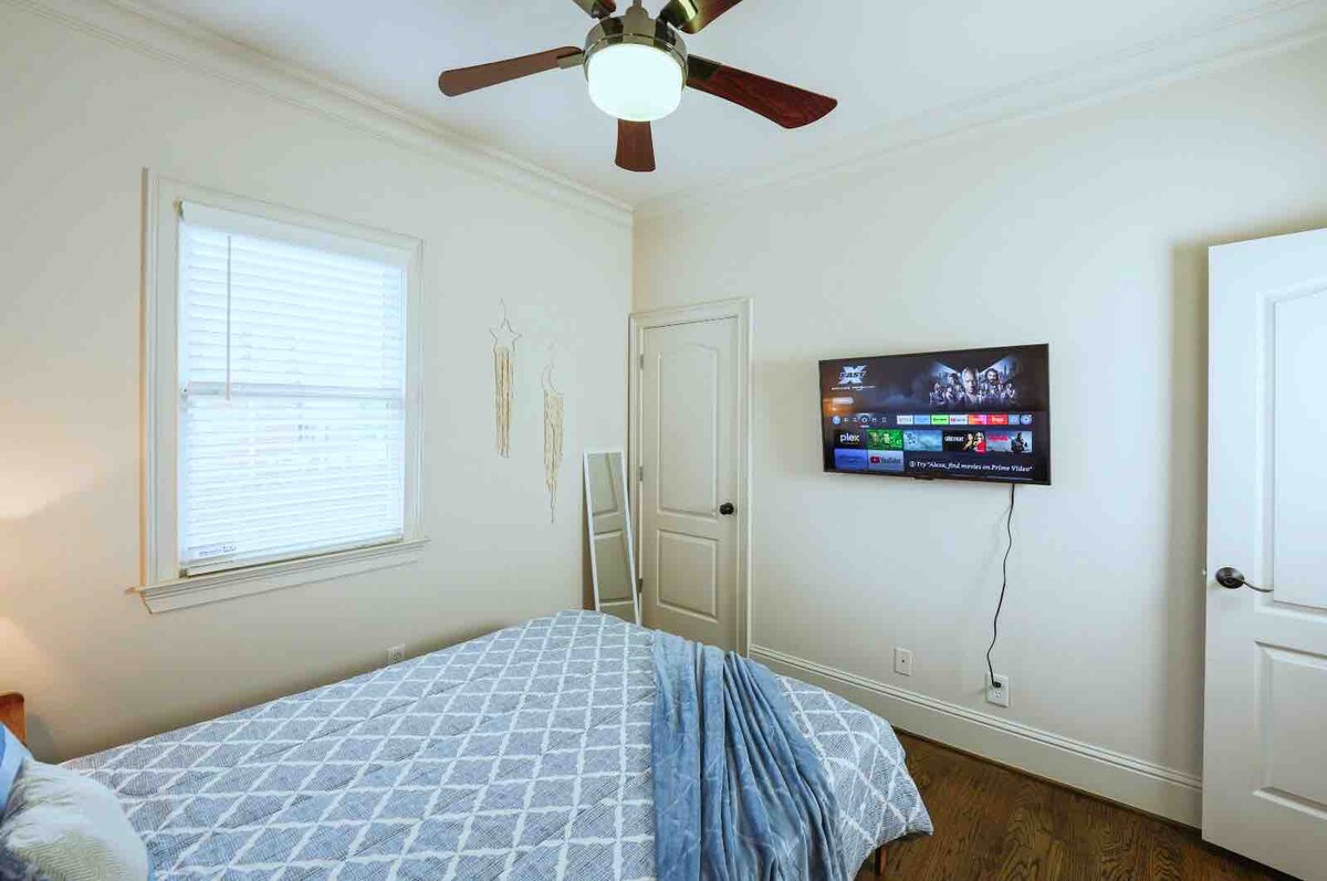 Queen bed, brand new 45 inch Smart TV. Brand new 12 inch memory foam Queen mattress