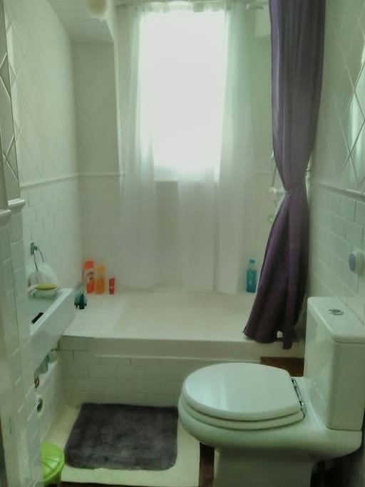 Shared shower and toilet.