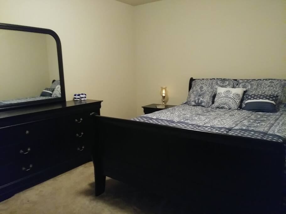 Come & enjoy relaxing in our Queen size bed where you will sleep well on comfortable pillow as you stay cozy snug in bed.